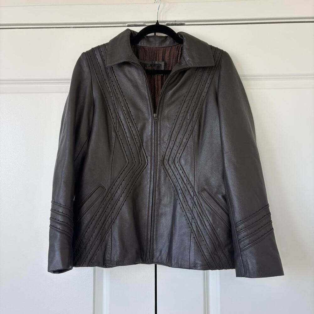Brown leather jacket size m